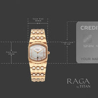 Titan Raga Mother Of Pearl Shaped Dial Rose Gold Metal Strap Analog with Date Watch for Women
