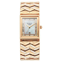 Titan Raga Mother Of Pearl Rectangle Dial Rose Gold Metal Strap Analog with Date Watch for Women