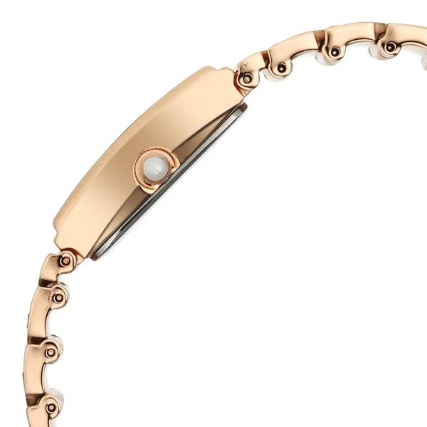 Titan Raga Mother Of Pearl Rectangle Dial Rose Gold Metal Strap Analog with Date Watch for Women