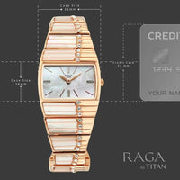 Titan Raga Mother Of Pearl Shaped Dial Rose Gold Metal Strap Analog Watch for Women