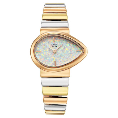 Titan Raga Multicoloured Shaped Dial Metal Strap Analog Watch For Women