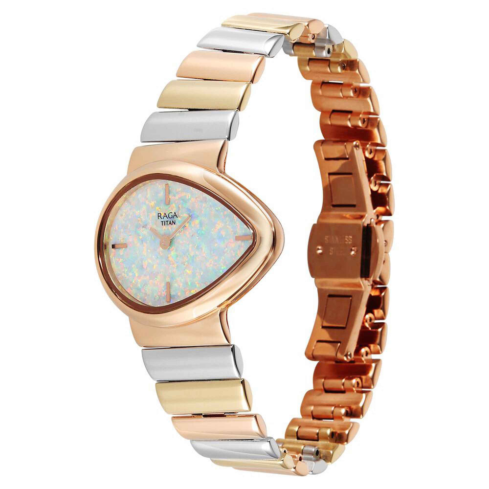 Titan Raga Multicoloured Shaped Dial Metal Strap Analog Watch For Women