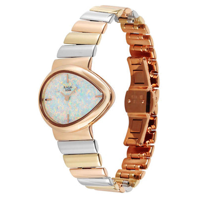 Titan Raga Multicoloured Shaped Dial Metal Strap Analog Watch For Women