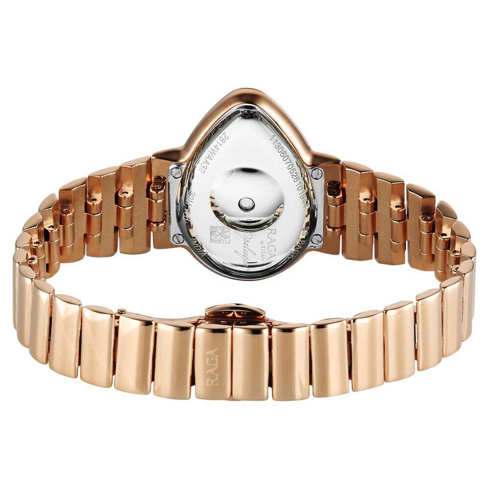 Titan Raga Multicoloured Shaped Dial Rose Gold Metal Strap Analog Watch For Women