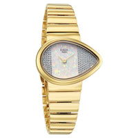 Titan Raga White Shaped Studded Dial Gold Metal Strap Analog Watch For Women