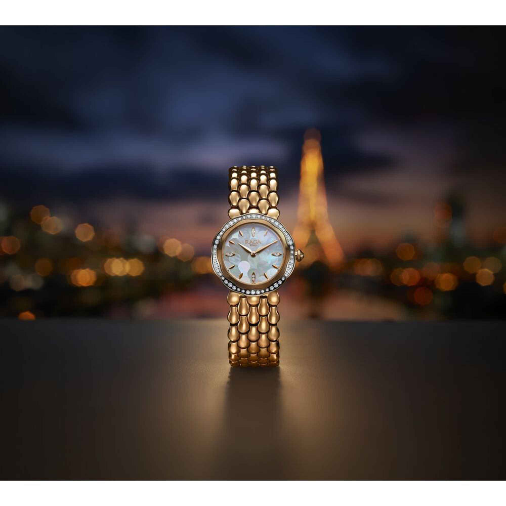 Titan Raga Mother of Pearl Dial Rose Gold Stainless Steel Strap Analog Watch for Women