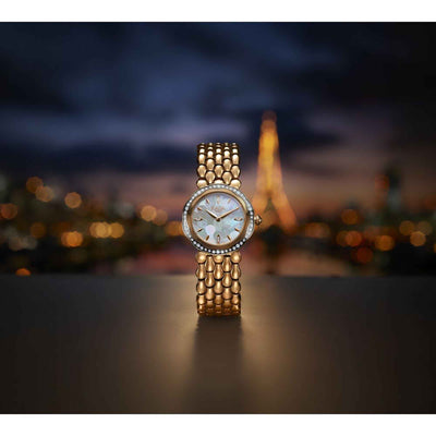 Titan Raga Mother of Pearl Dial Rose Gold Stainless Steel Strap Analog Watch for Women