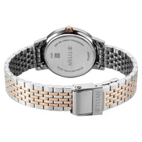 Titan Red Dial Two Toned Stainless Steel Strap Analog Watch for Women