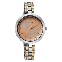 Titan Rose Gold Dial Two Toned Stainless Steel Strap Analog Watch for Women