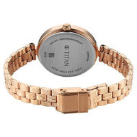 Titan Maroon Dial Rose Gold Stainless Steel Strap Analog Watch for Women