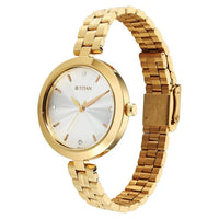 Titan Silver Dial Gold Stainless Steel Strap Analog Watch for Women