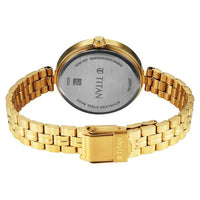 Titan Silver Dial Gold Stainless Steel Strap Analog Watch for Women