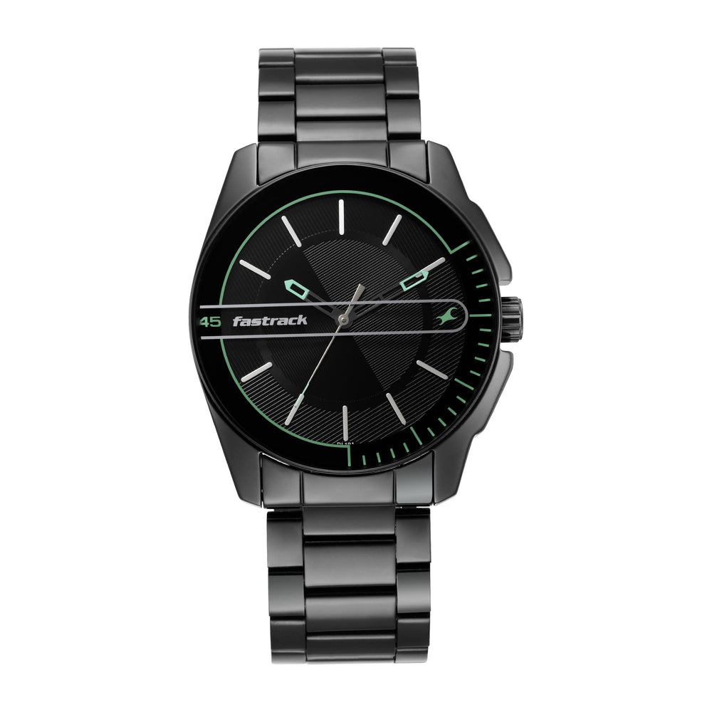 Fastrack Fashion Black Dial Metal Strap Analog Watch for Men