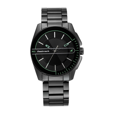 Fastrack Fashion Black Dial Metal Strap Analog Watch for Men