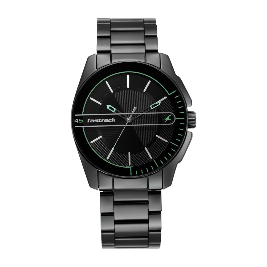 Fastrack Fashion Black Dial Metal Strap Analog Watch for Men