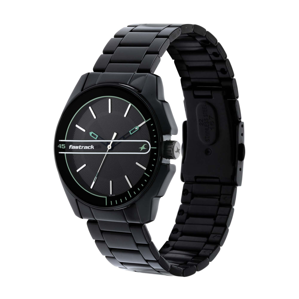 Fastrack Fashion Black Dial Metal Strap Analog Watch for Men