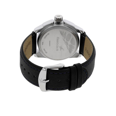 Fastrack Blue Dial Black Leather Strap Analog Watch for Men