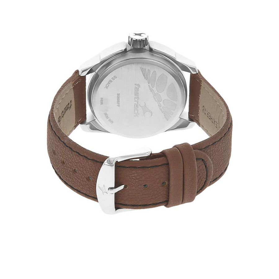 Fastrack Quartz Analog Black Dial Leather Strap Watch for Guys