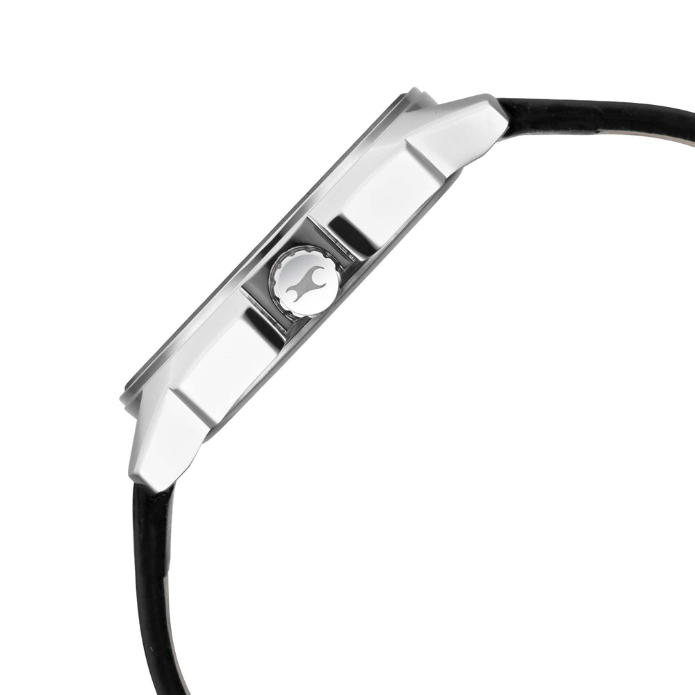 Fastrack Wear Your Look Quartz Analog Silver Dial Leather Strap Watch for Guys