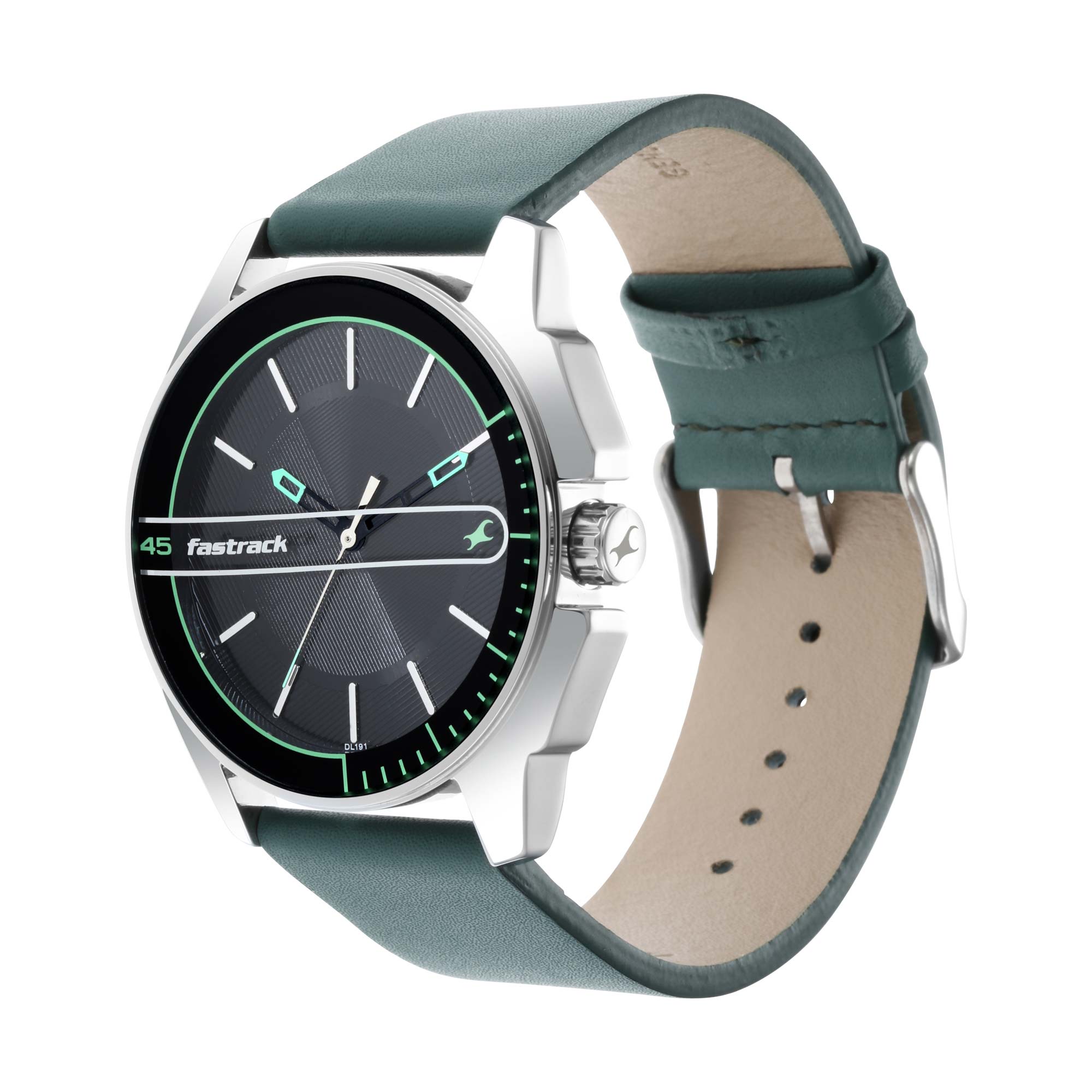 Fastrack Wear Your Look Quartz Analog Black Dial Leather Strap Watch for Men