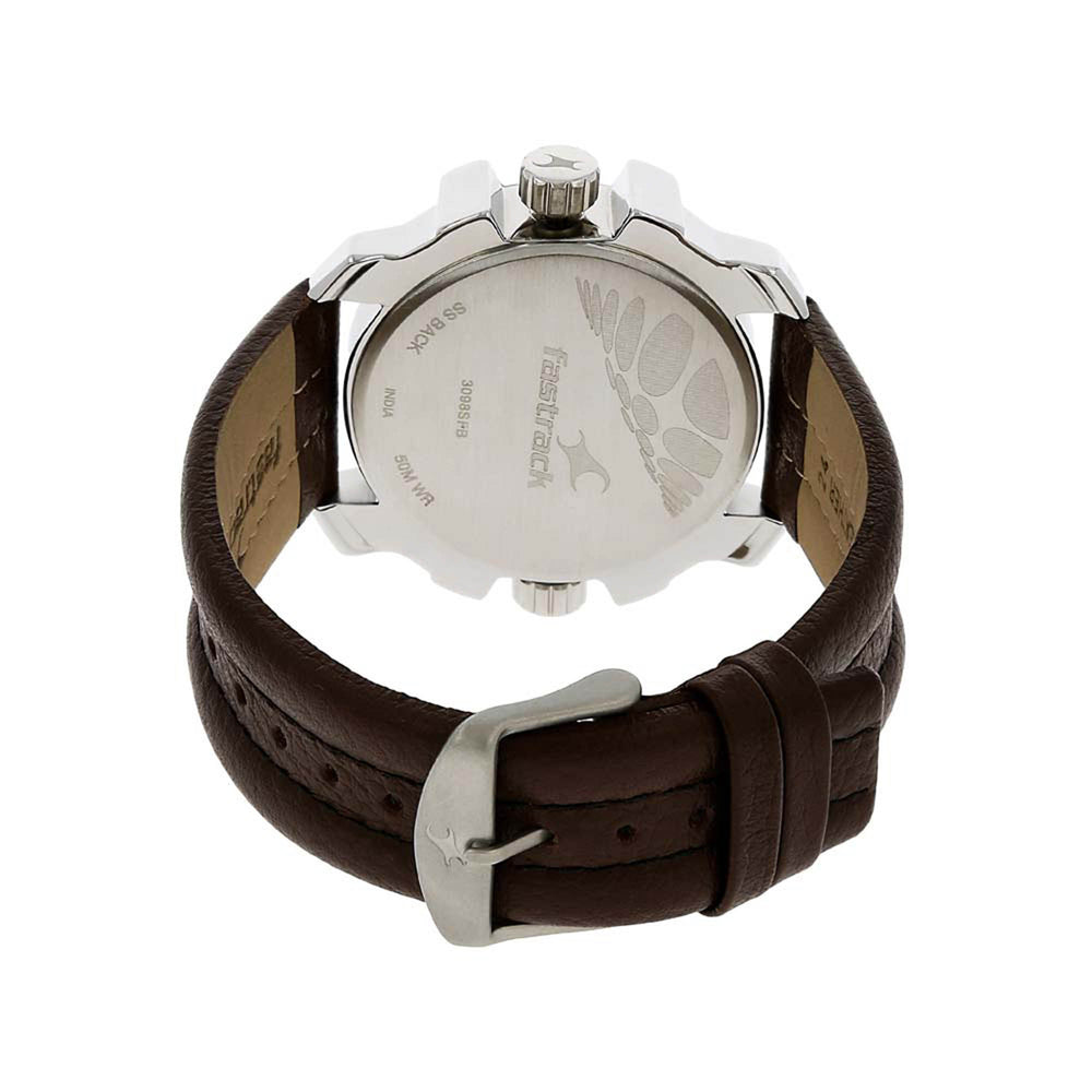Fastrack Quartz Analog Black Dial Leather Strap Watch for Guys