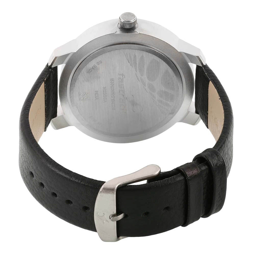 Fastrack Quartz Analog Black Dial Leather Strap Watch for Guys