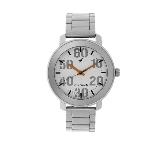 Fastrack Quartz Analog White Dial Stainless Steel Strap Watch for Men