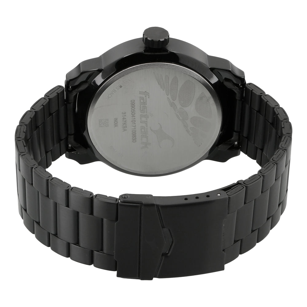 Fastrack Quartz Analog Black Dial Stainless Steel Strap Watch for Guys