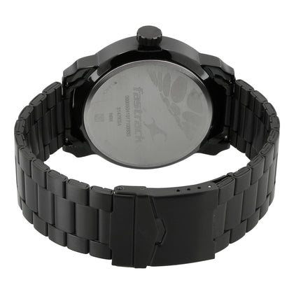 Fastrack Quartz Analog Black Dial Stainless Steel Strap Watch for Guys