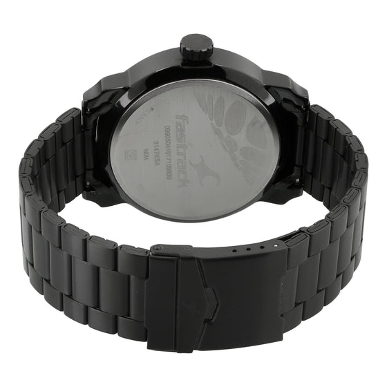 Fastrack Quartz Analog Black Dial Stainless Steel Strap Watch for Guys