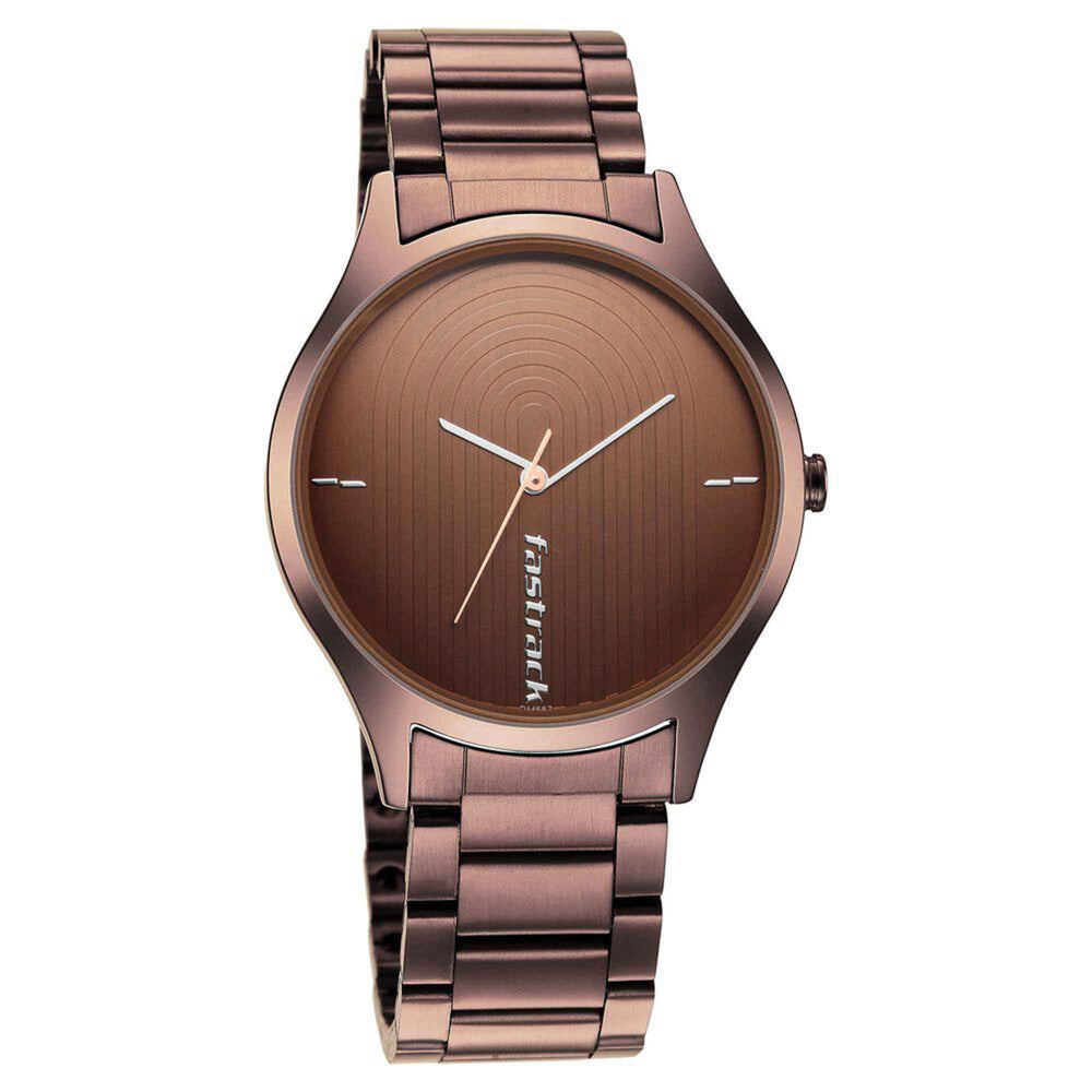 Fastrack Brown Dial Stainless Steel Strap Analog Watch for Men