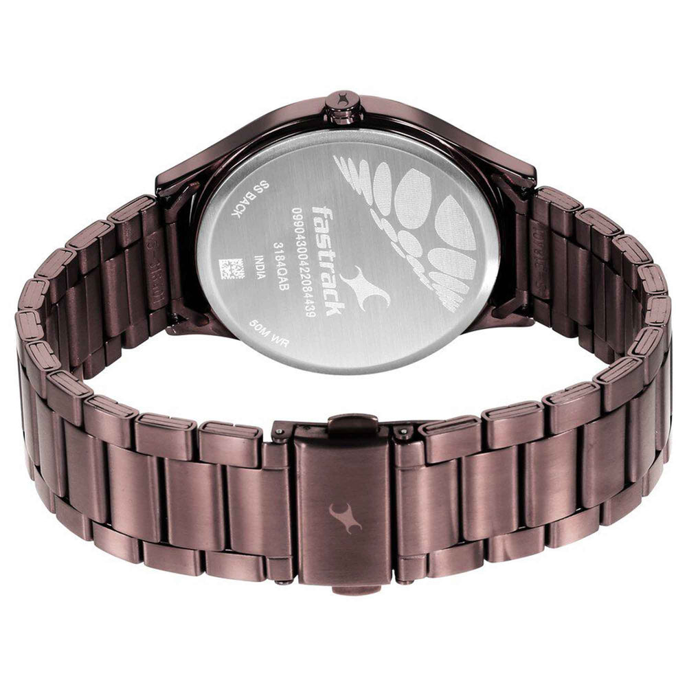 Fastrack Brown Dial Stainless Steel Strap Analog Watch for Men