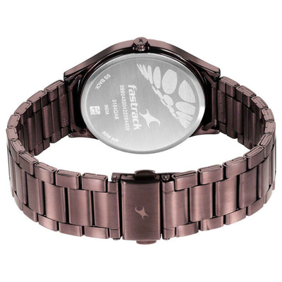 Fastrack Brown Dial Stainless Steel Strap Analog Watch for Men
