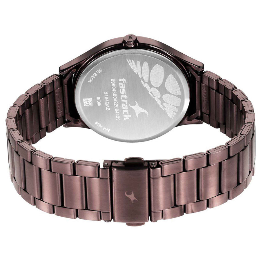 Fastrack Brown Dial Stainless Steel Strap Analog Watch for Men