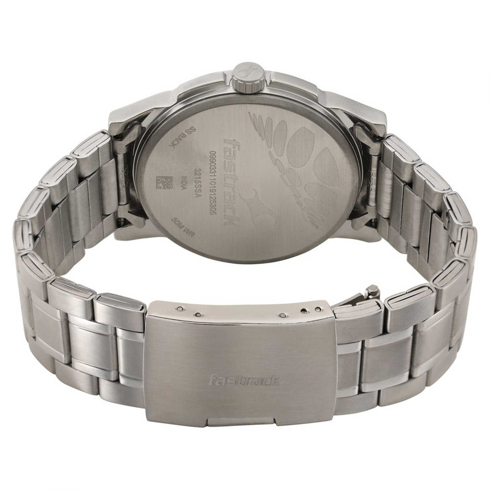 Fastrack Grey Dial Stainless Steel Strap Analog with Day-Date Watch for Men