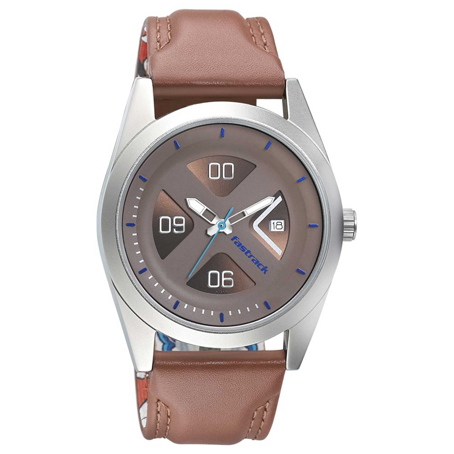 Fastrack Go Skate Quartz Analog with Date Blue Dial Leather Strap Watch for Guys