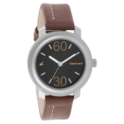 Fastrack Quartz Analog Grey Dial Leather Strap Watch for Guys