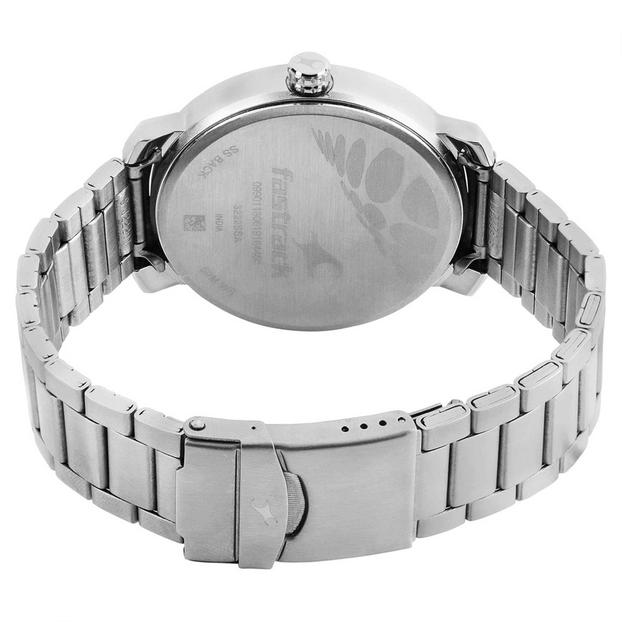 Fastrack Quartz Analog Black Dial Stainless Steel Strap Watch for Guys