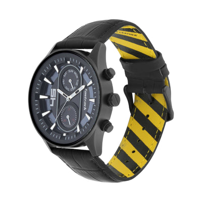 Fastrack Fastfit Quartz Analog with Day and Date Black Dial Leather Strap Watch for Guys