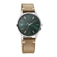 Fastrack Tripster Quartz Analog Green Dial Leather Strap Watch for Guys