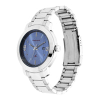Fastrack Bare Basics Quartz Analog with Date Blue Dial Stainless Steel Strap Watch for Guys