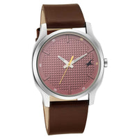 Fastrack Red Dial Brown Leather Strap Analog Watch for Men