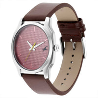 Fastrack Red Dial Brown Leather Strap Analog Watch for Men