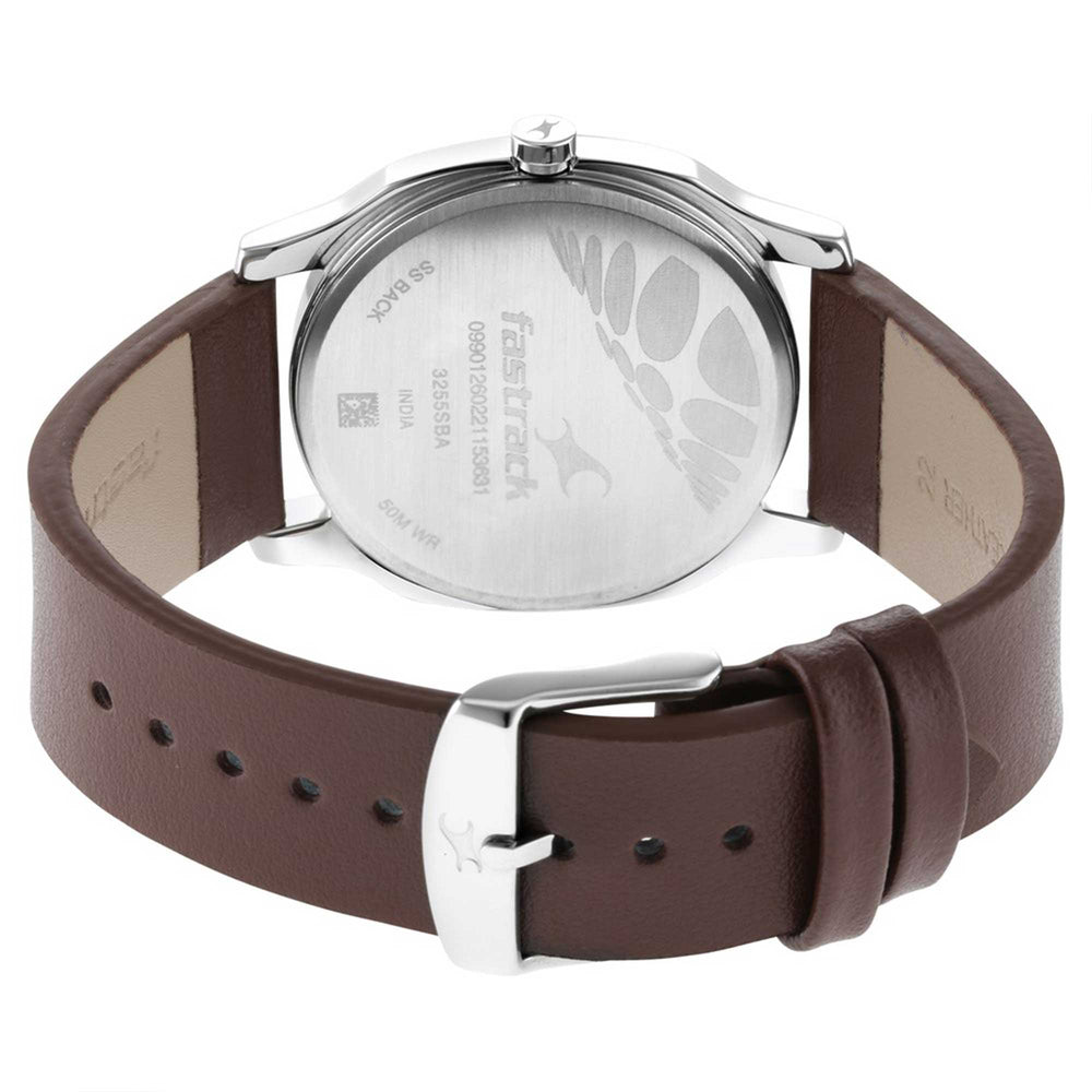 Fastrack Red Dial Brown Leather Strap Analog Watch for Men