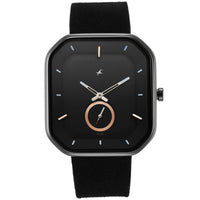 Fastrack Black Rectangle Dial Leather Strap Analog Watch for Men