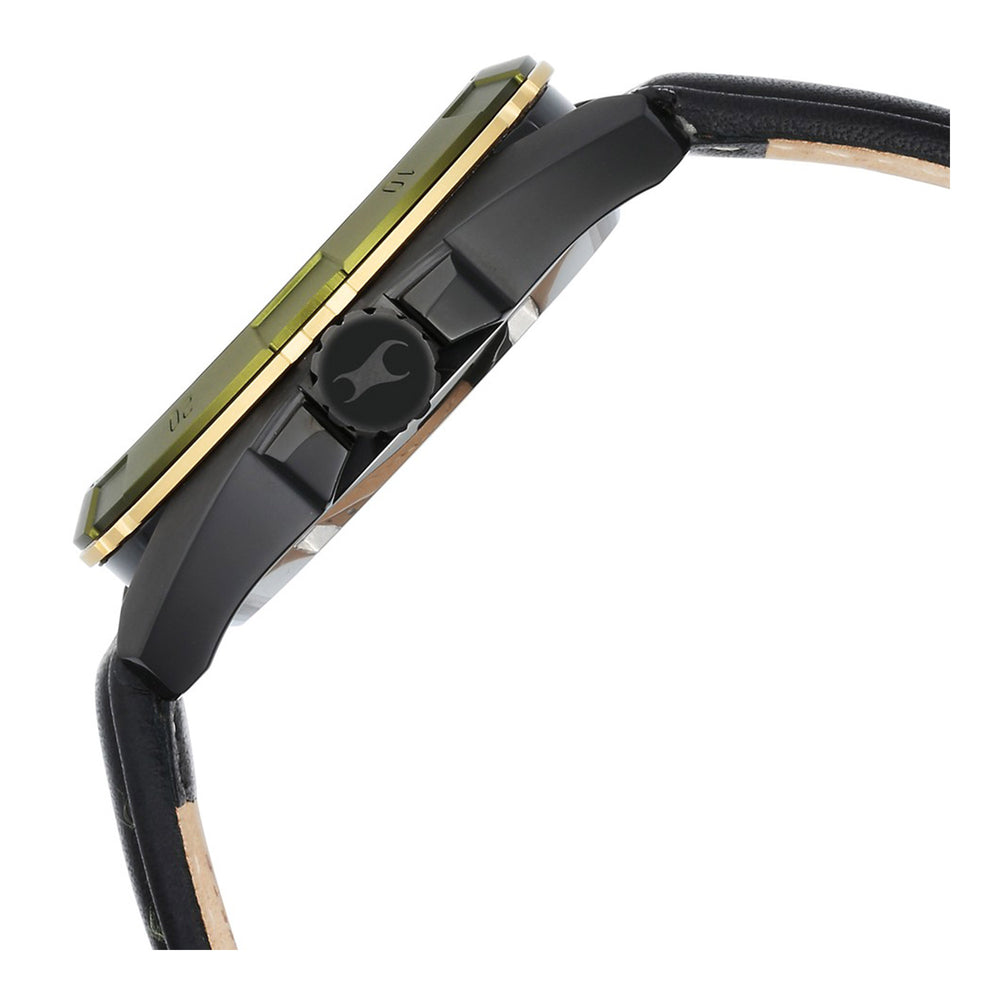 Fastrack Automatics Black Dial Leather Strap Watch for Guys