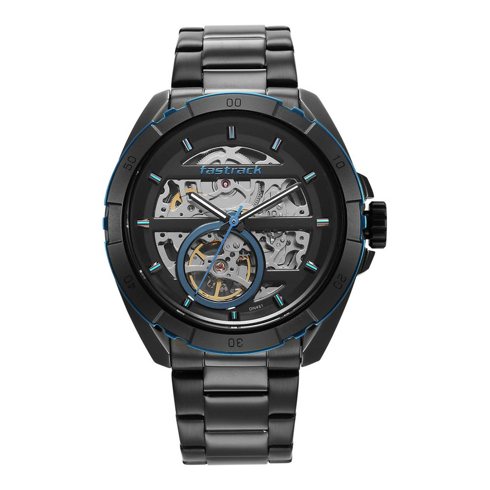 Fastrack Black Dial Stainless Steel Strap Automatic Watch for Men