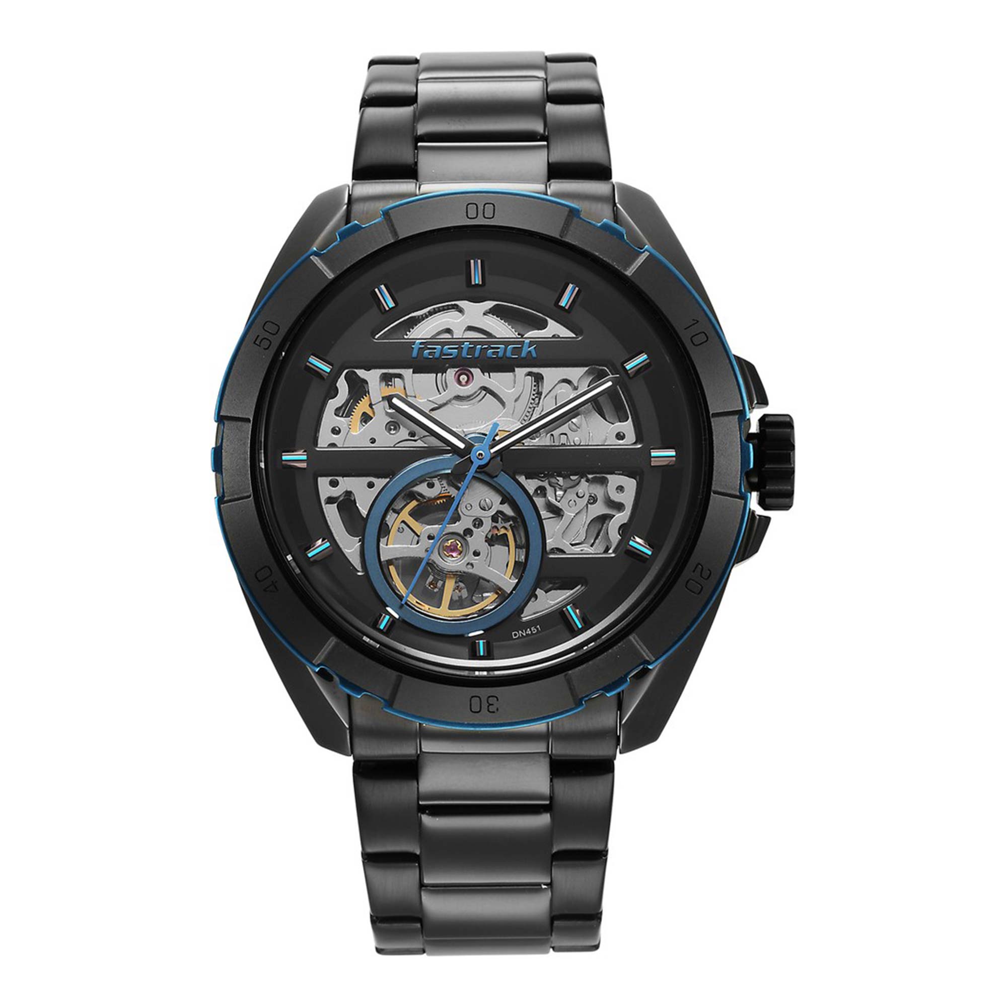 Fastrack Black Dial Stainless Steel Strap Automatic Watch for Men