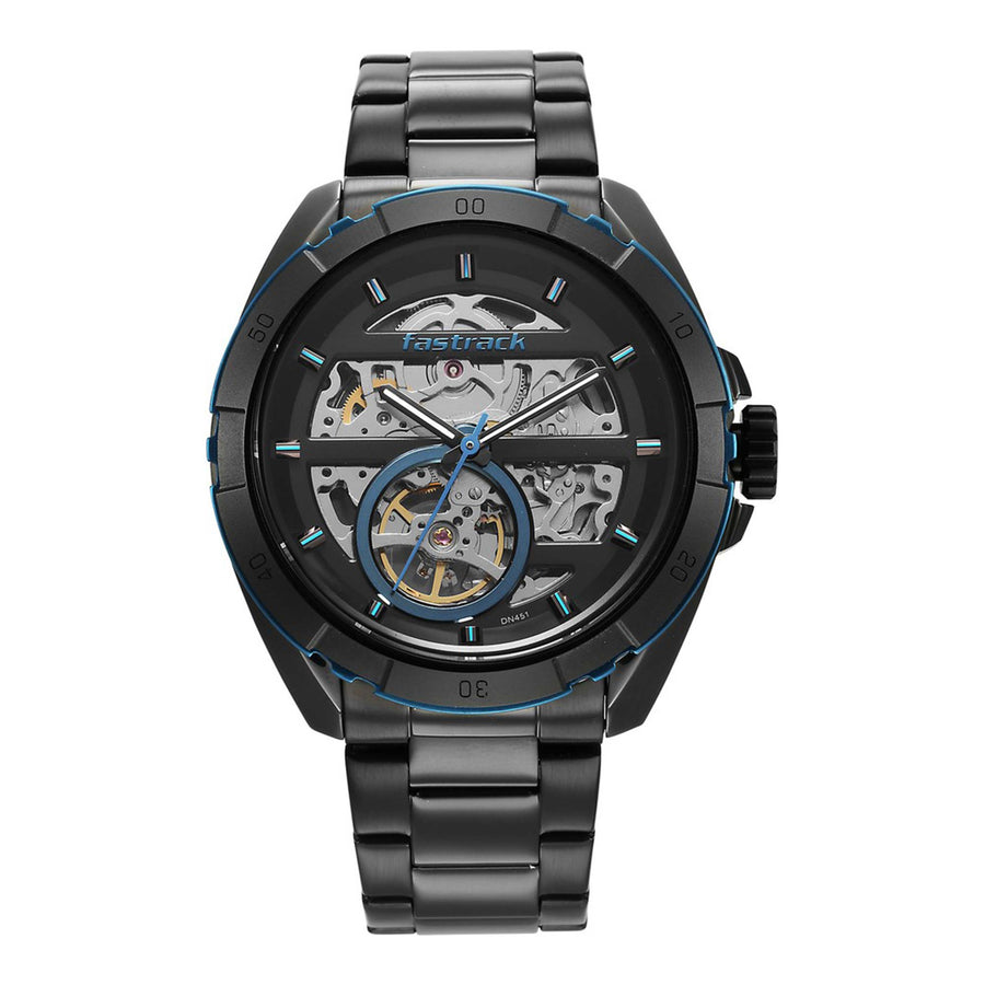 Fastrack Black Dial Stainless Steel Strap Automatic Watch for Men