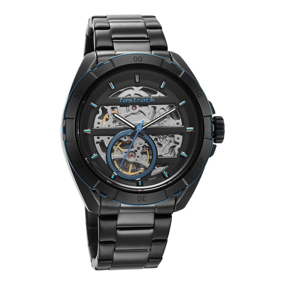 Fastrack Black Dial Stainless Steel Strap Automatic Watch for Men